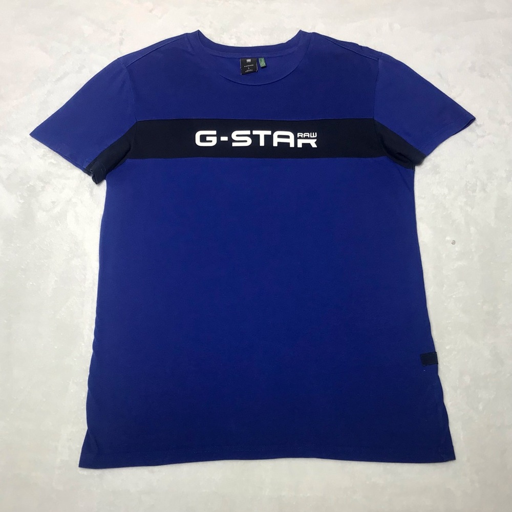 G-Star Men's Blue Logo Crew Neck T-Shirt